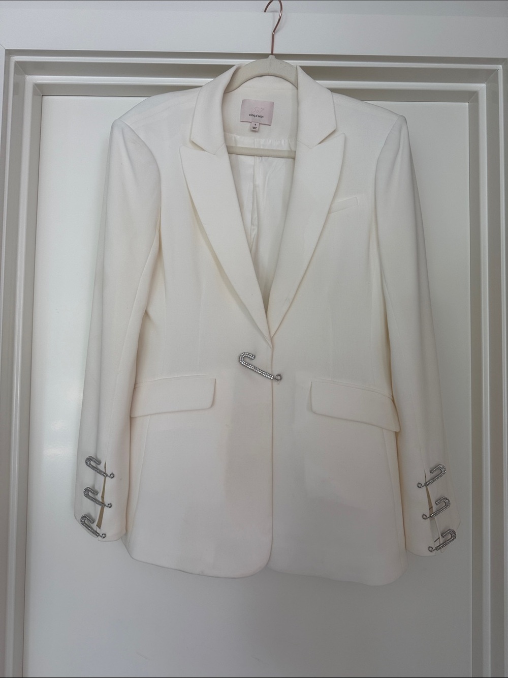CINQ A SEPT Single-Button Blazer with Safety Pin Hardware size 8